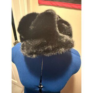 Black Faux Fur Newsie Style Hat